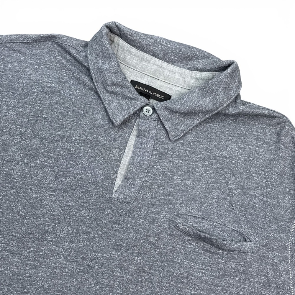 Banana Republic Moisture Wick Polo Shirt Mens Size XL Gray Pocket‎ Casual